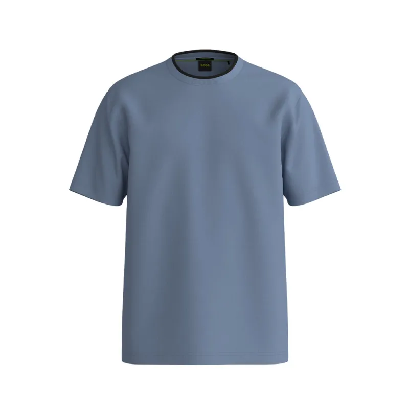 T-SHIRT BLEU BOSS COUPE DÉCONTRACTÉE EN COTON INTERLOCK AVEC COL LOGO TEE 7