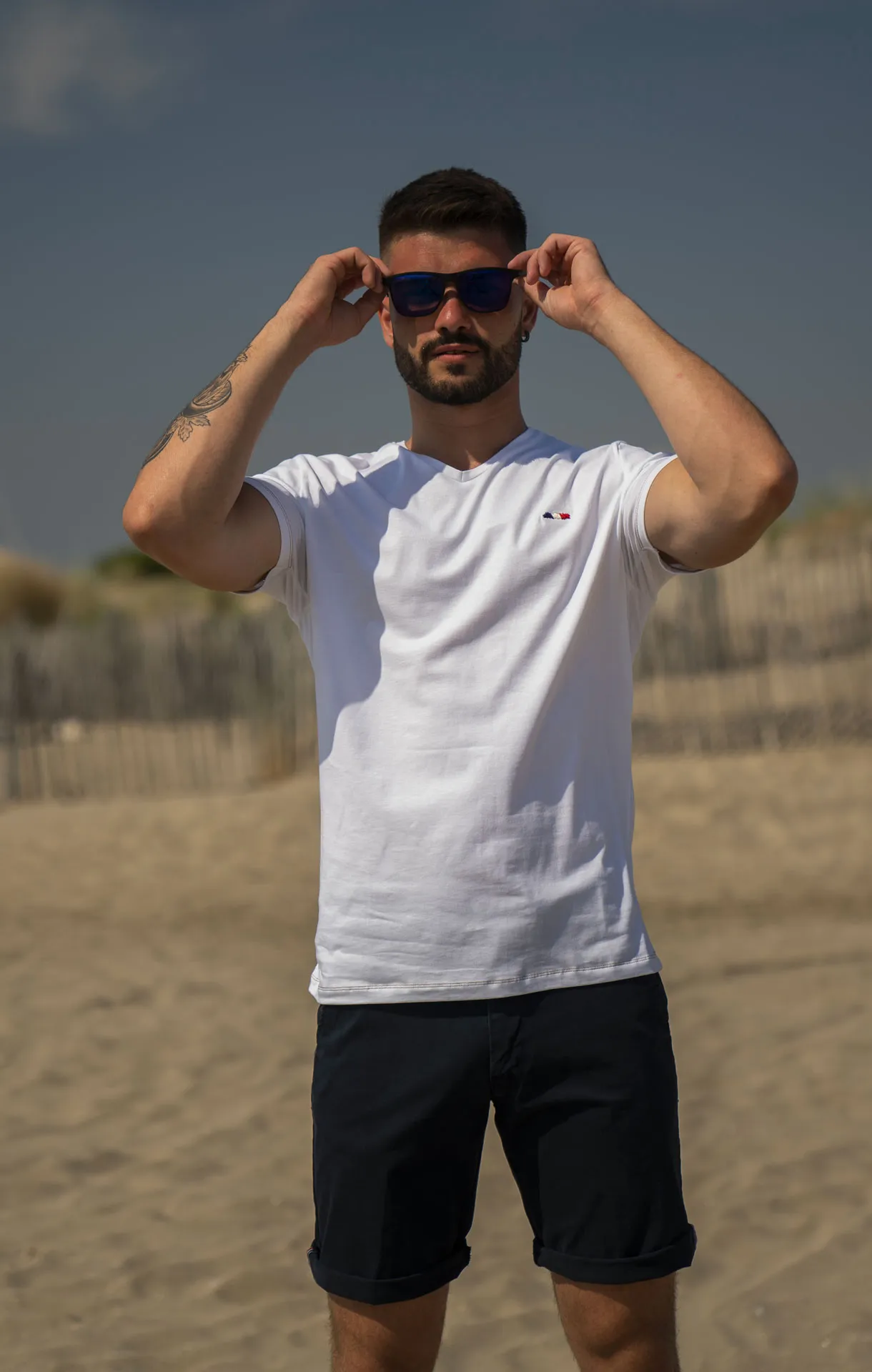 T-shirt col v  homme JULES BLANC