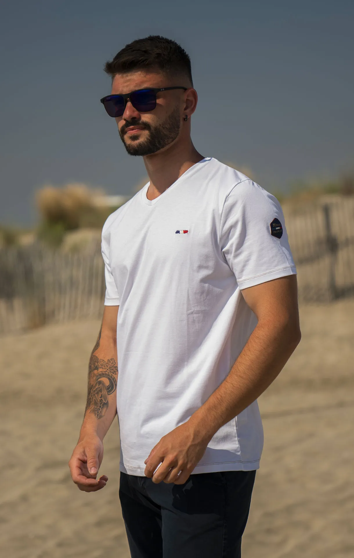 T-shirt col v  homme JULES BLANC