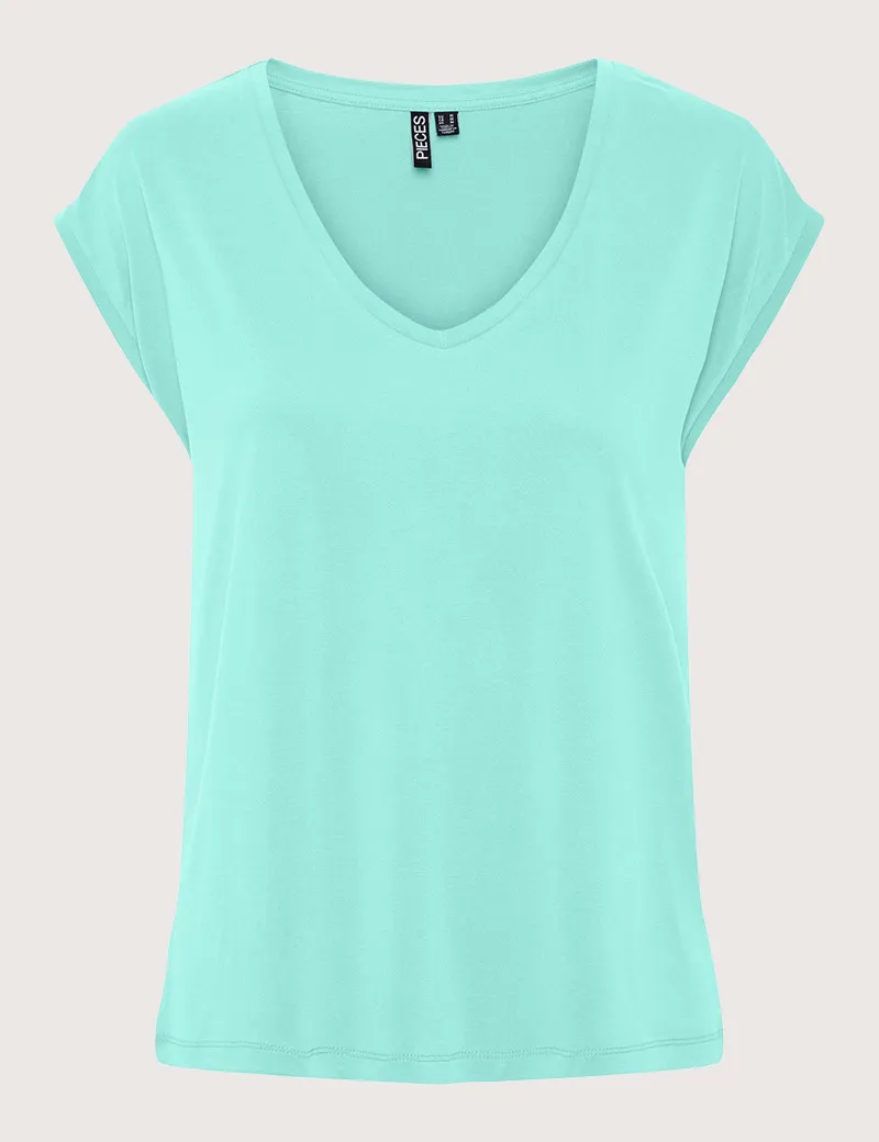 T-shirt Col V Kamala Bleu Clair