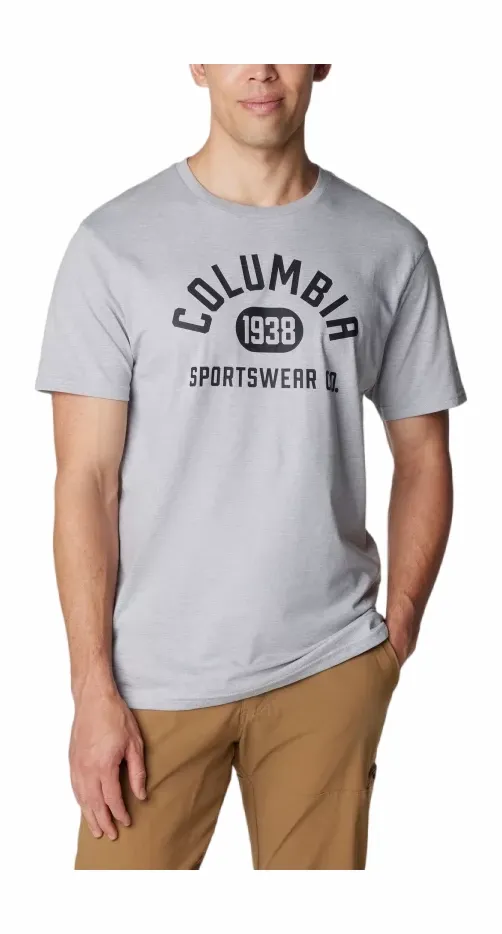 T-Shirt Columbia Hommes CSC Basic Logo Manches Courtes Columbia Gris Chiné College Life Graphique