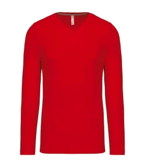 T-shirt manches longues col V - K358 - rouge - homme