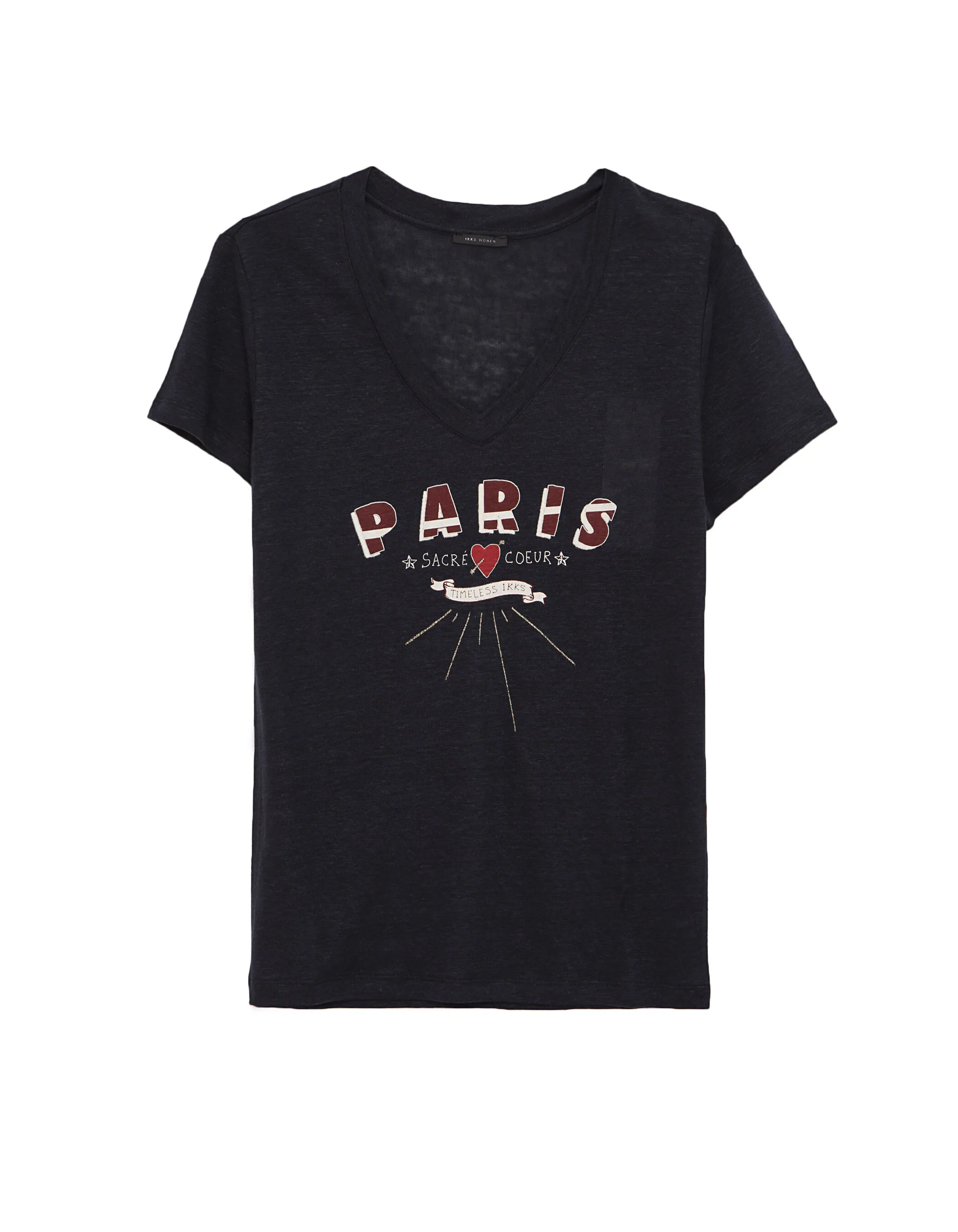 Tee-shirt col V Paris femme