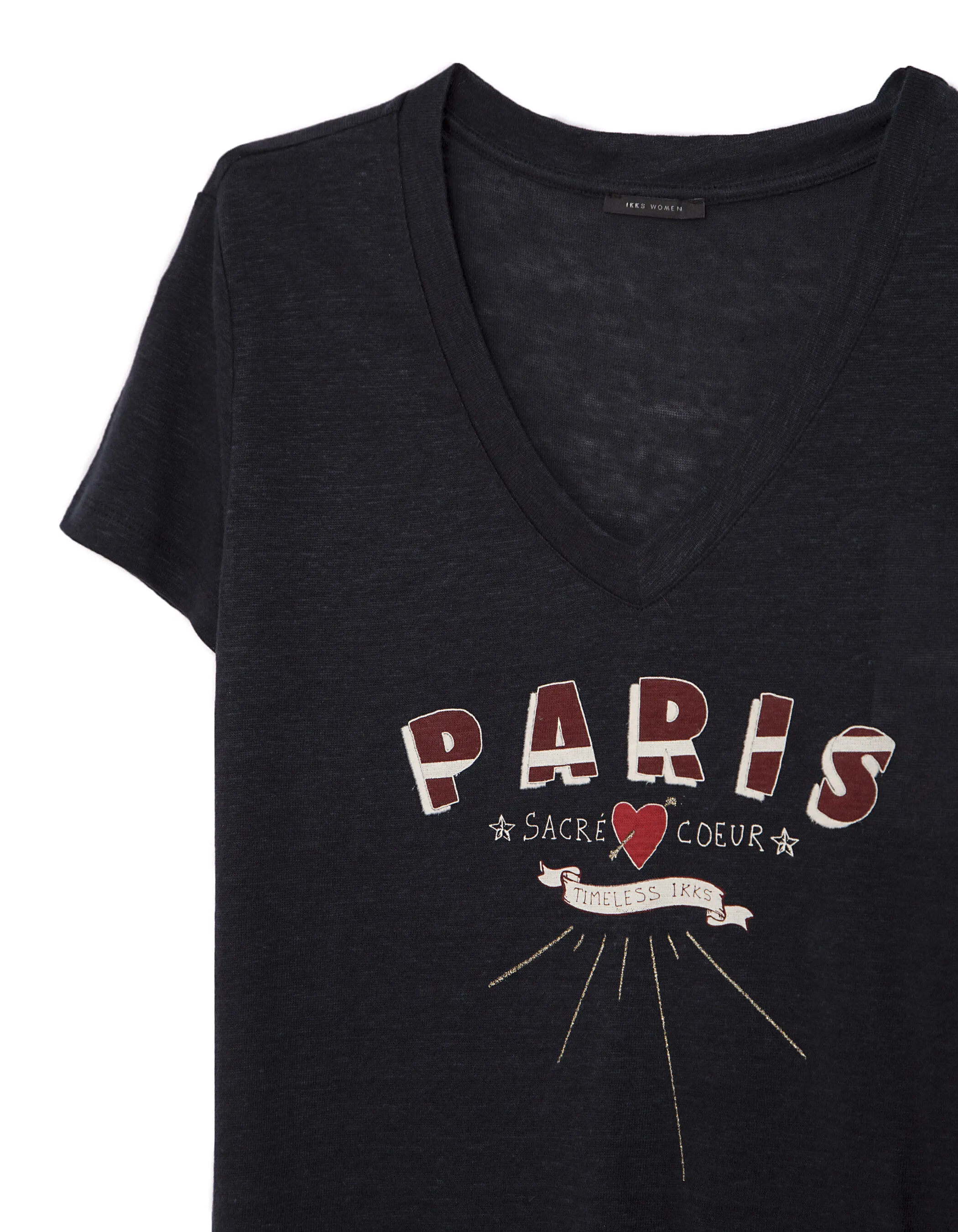 Tee-shirt col V Paris femme