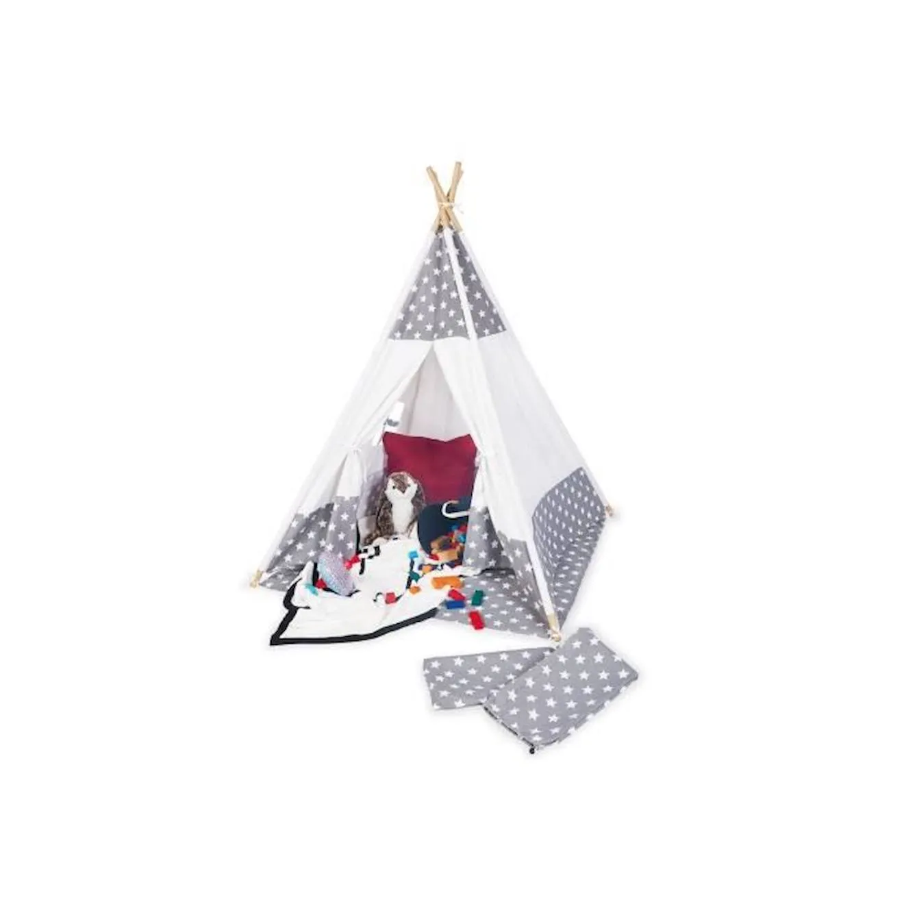 Tente Tipi Jakara Enfant - Pinolino - Convient de 3 à 8 ans - Design moderne en coton mélangé blanc - Pinolino