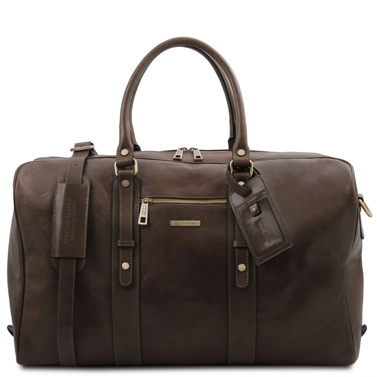 TL Voyager Sac de Voyage en Cuir Avec Poche Frontale Marron Foncé TL142140