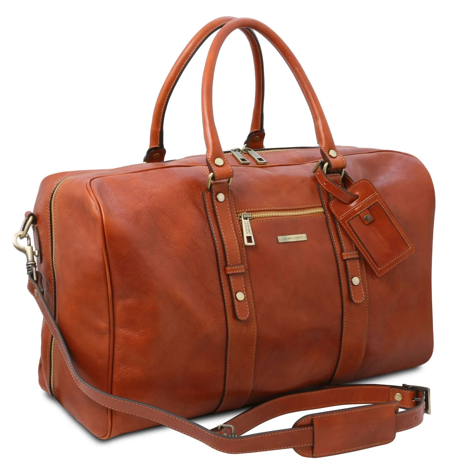 TL Voyager Sac de Voyage en Cuir Avec Poche Frontale Marron Foncé TL142140