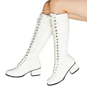 Verni bottes hautes à lacets blanches - années 70 en - hippie disco gogo botte