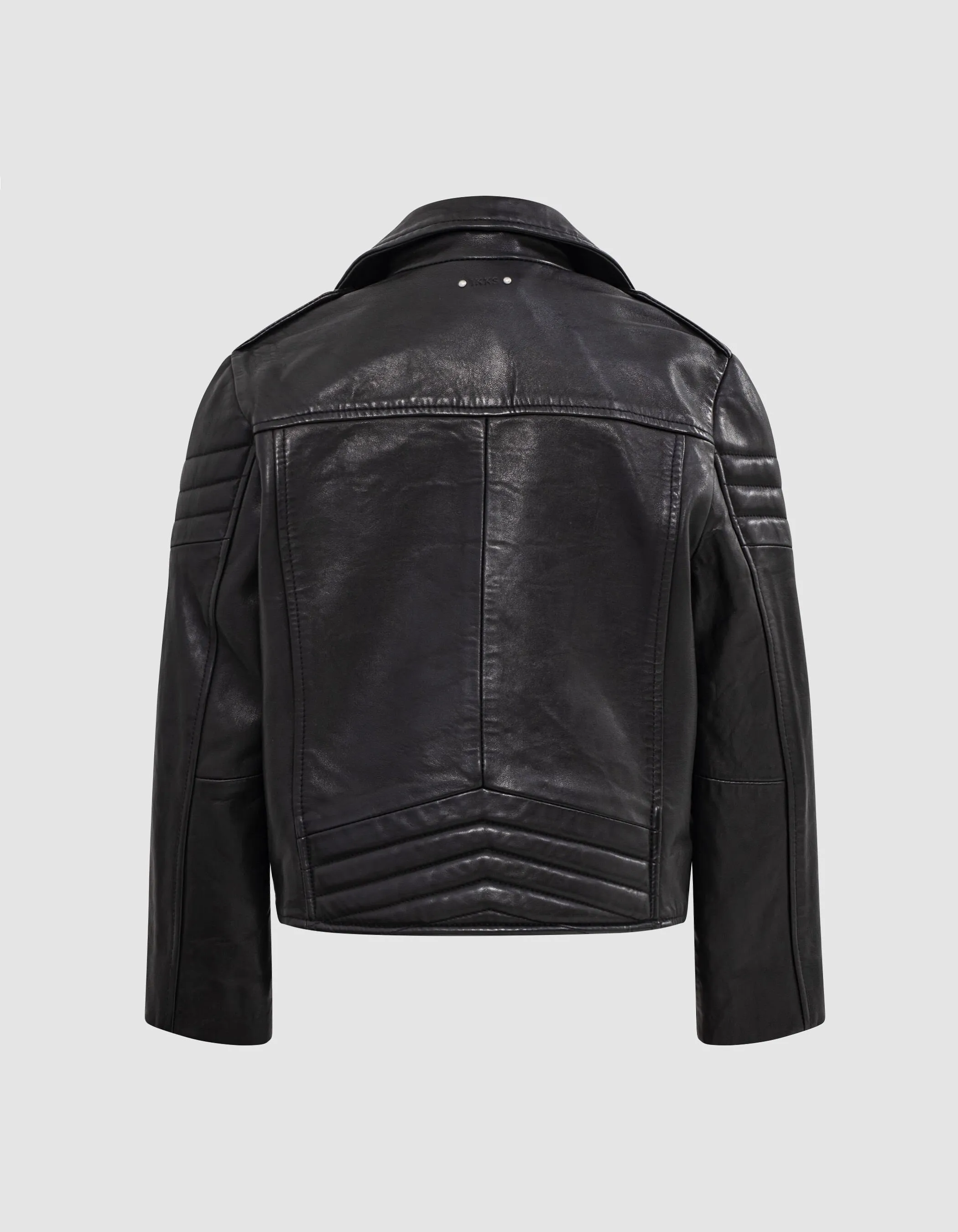 Veste 1440 Leather story en cuir noir matelassé garçon