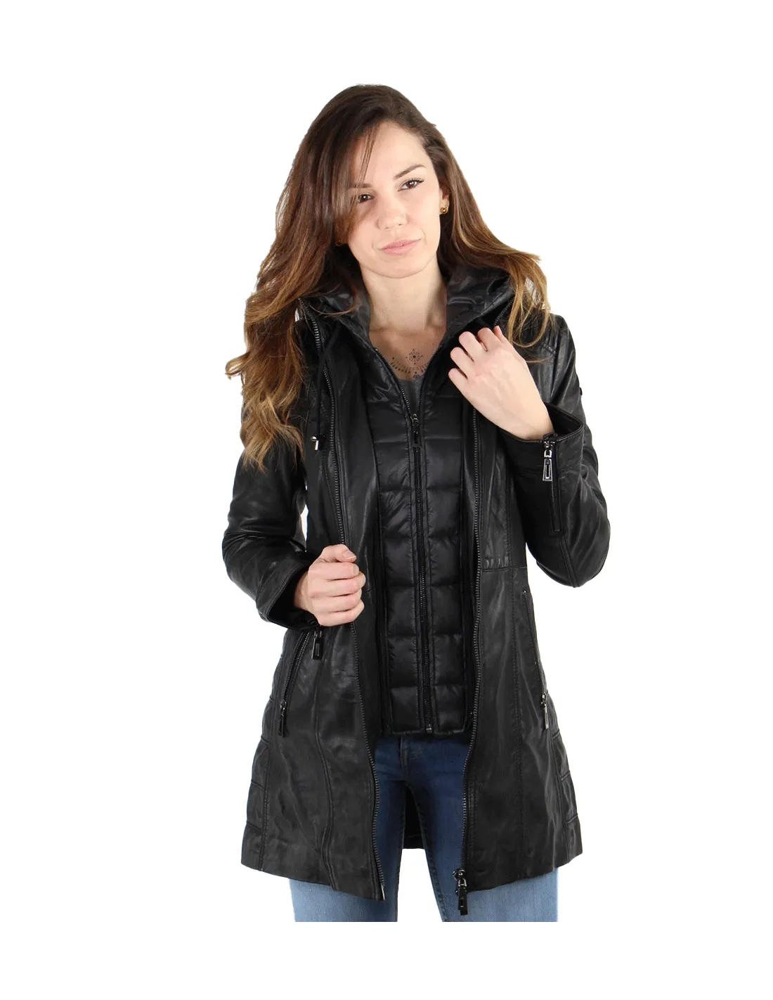 Veste 3/4 Donders en cuir ref 51143 Noir