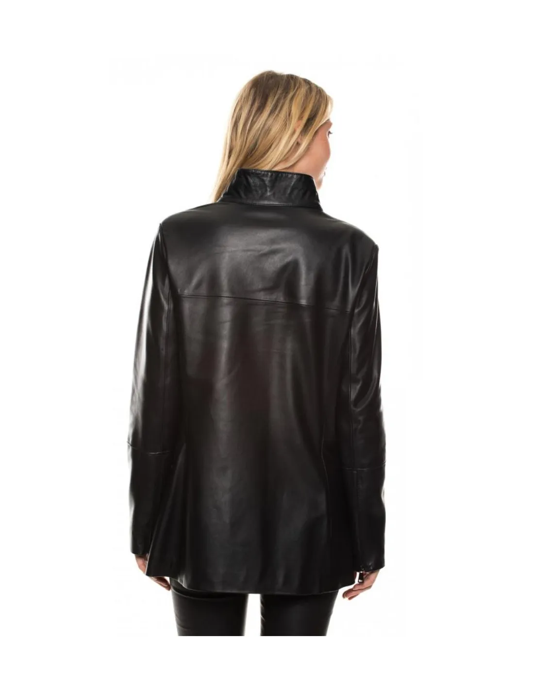 Veste 3/4 en cuir Nanou waxy femme Giorgio Ref 44769 Noir