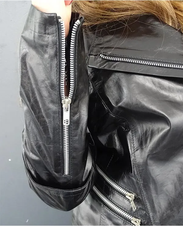 Veste en cuir  agneau KALI sur-mesure