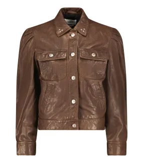 Veste en cuir Bering Dark Khaki Marant Étoile - Jane de Boy