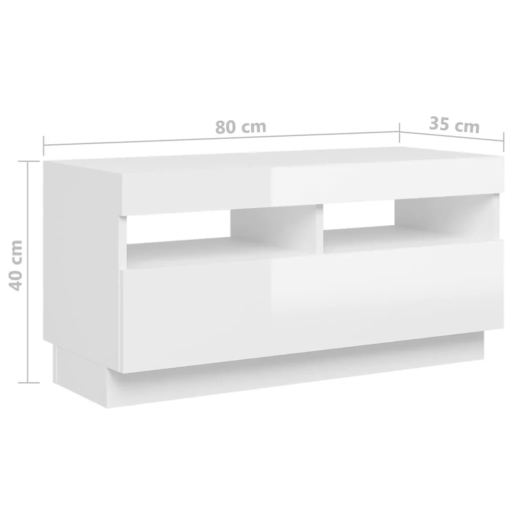 vidaXL Meuble TV avec lumières LED Blanc brillant 260x35x40 cm | vidaxl-fr