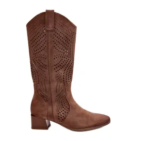 Vinceza Bottines Ajourées à Petits Talons Marron Walea brun